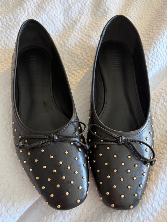 SCHUTZ Shoes - Schutz Black Studded Leather Ballet Flats size 8